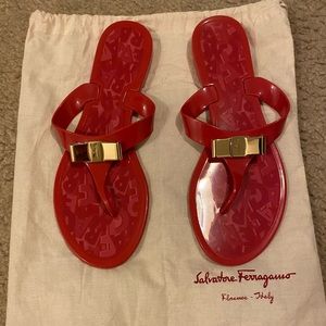 Salvatore Ferragamo Red Thong Sandals